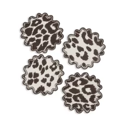 Flash Sale 🎁 Matouk Iconic Leopard 6" Round Cocktail Napkins, Set Of 4 Sky 👍